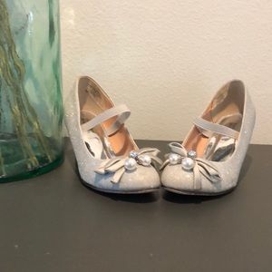 Girls dressy silver high heels